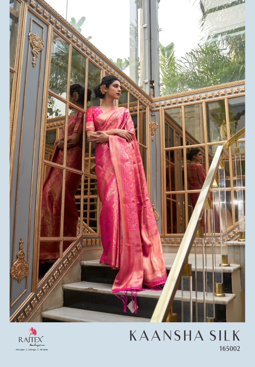 Rajtex Kaansha Latest Fancy  Designer Banarasi silk with soft zari weaving Exclusive Silk Saree Collection